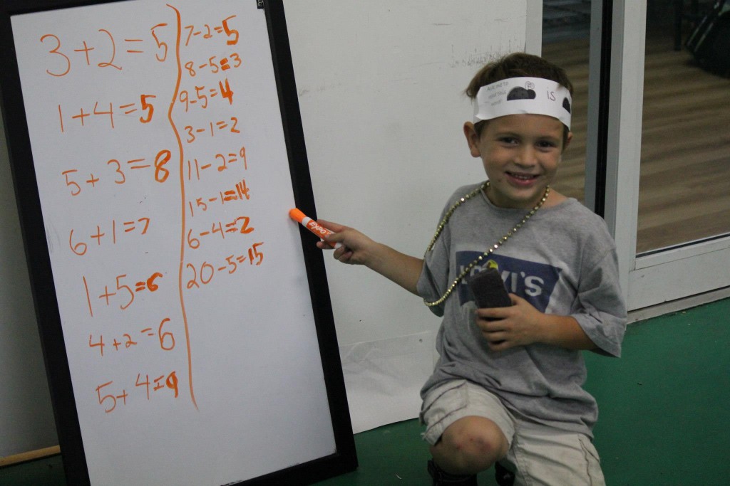 Dawson shows that he can add with ease as a early kindergarten student